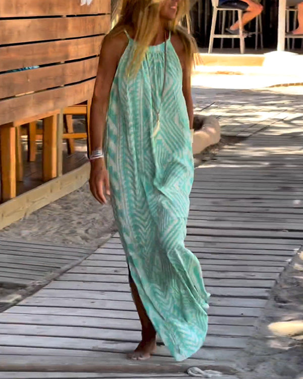 Ivy | Maxi Summer Dress with Geometric Print and Sleeveless