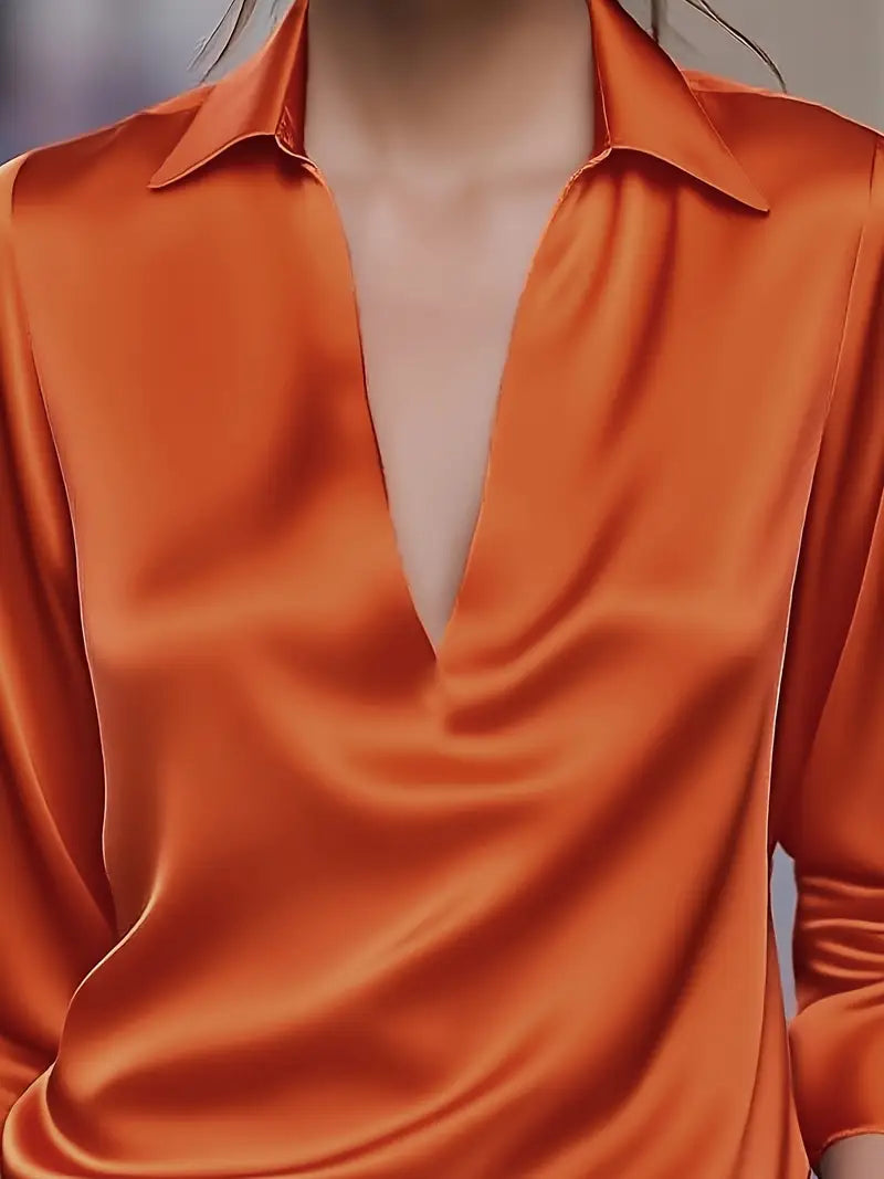 Sylv | Blouse with Deep V-Neck and Long Sleeves