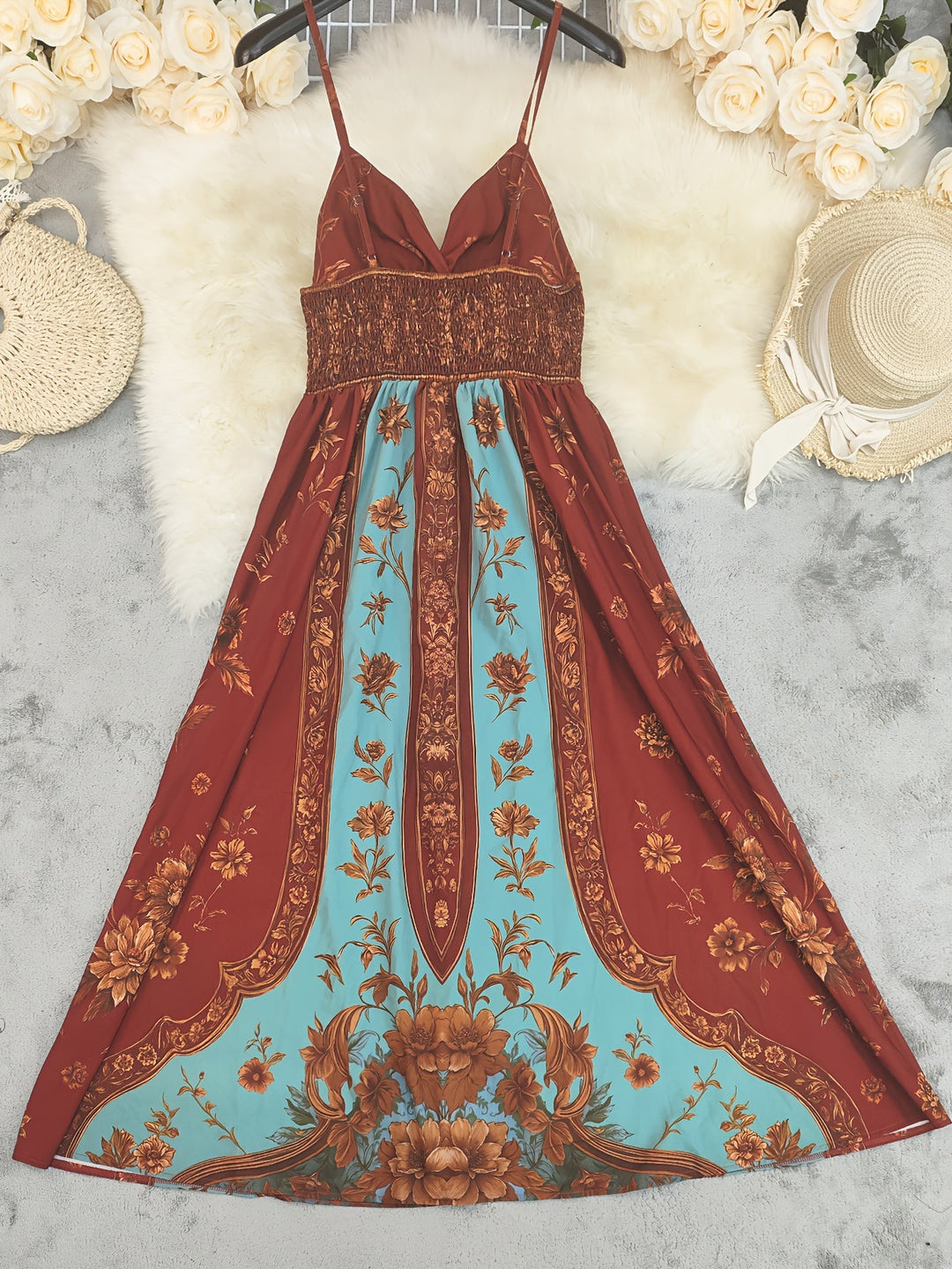 Nicole | Maxi Summer Dress with Boho Print and V-Neck