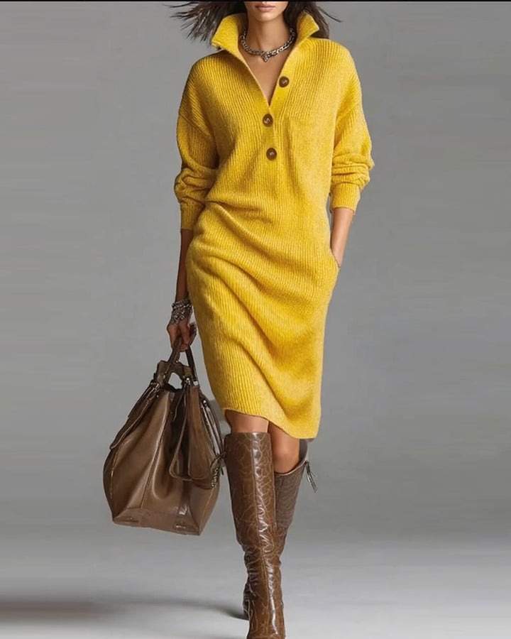 Lydia | Mini Cardigan Dress with Button Collar and Long Sleeves