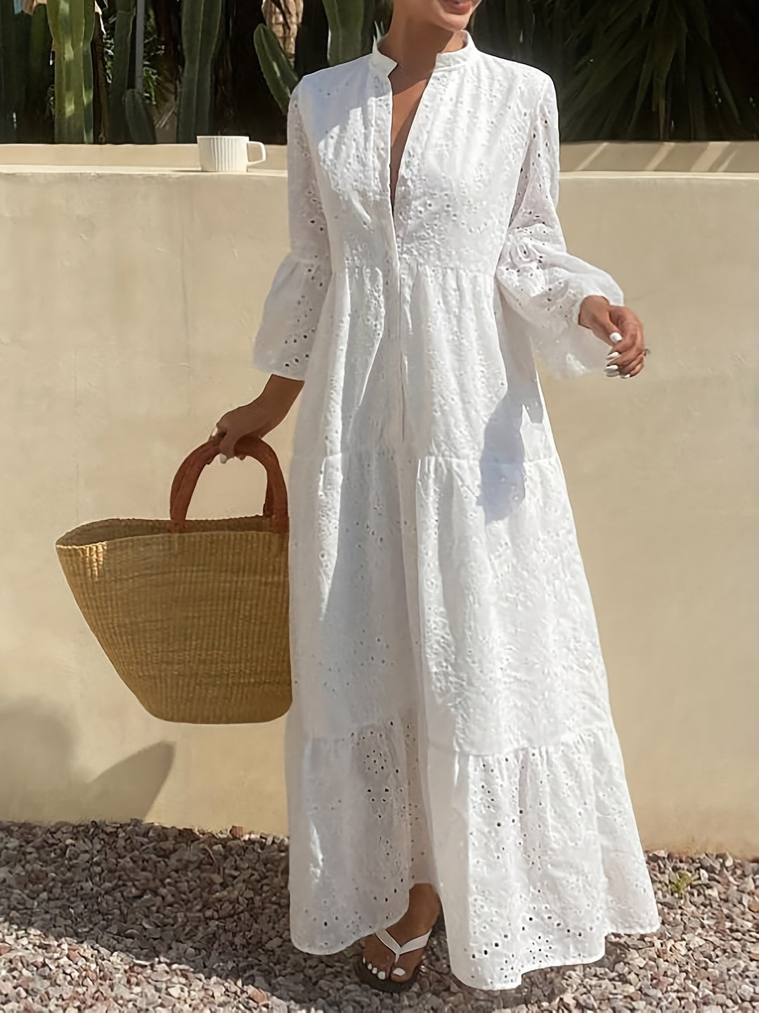 Hope | Maxi Summer Dress with Embroidered Detail and Tiered Skirt