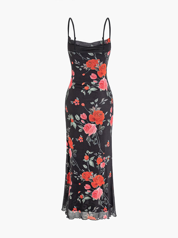 Linda | Maxi Summer Dress with Floral Print and Spaghetti Straps