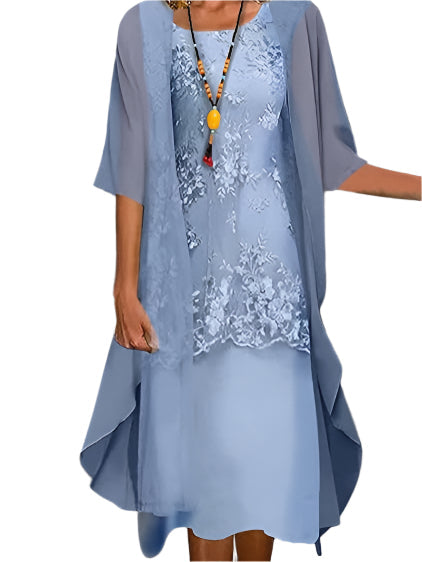 Ivy | Midi Wedding Guest Dress with Embroidered Detail and Jacket