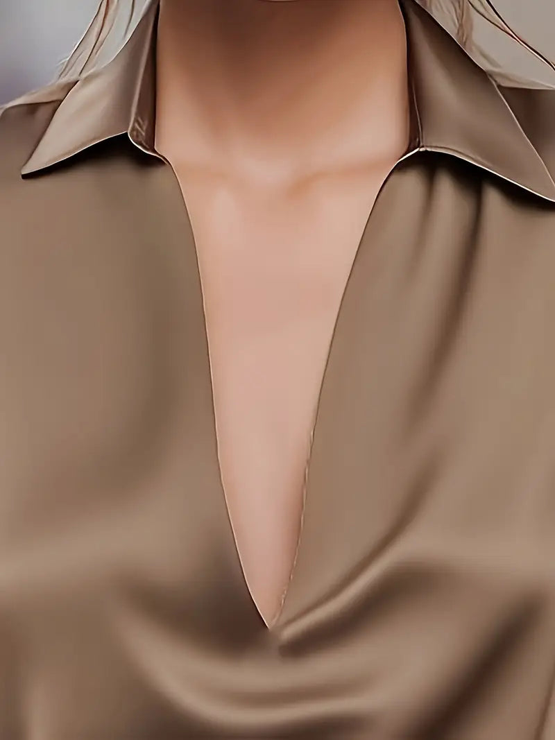 Sylv | Blouse with Deep V-Neck and Long Sleeves