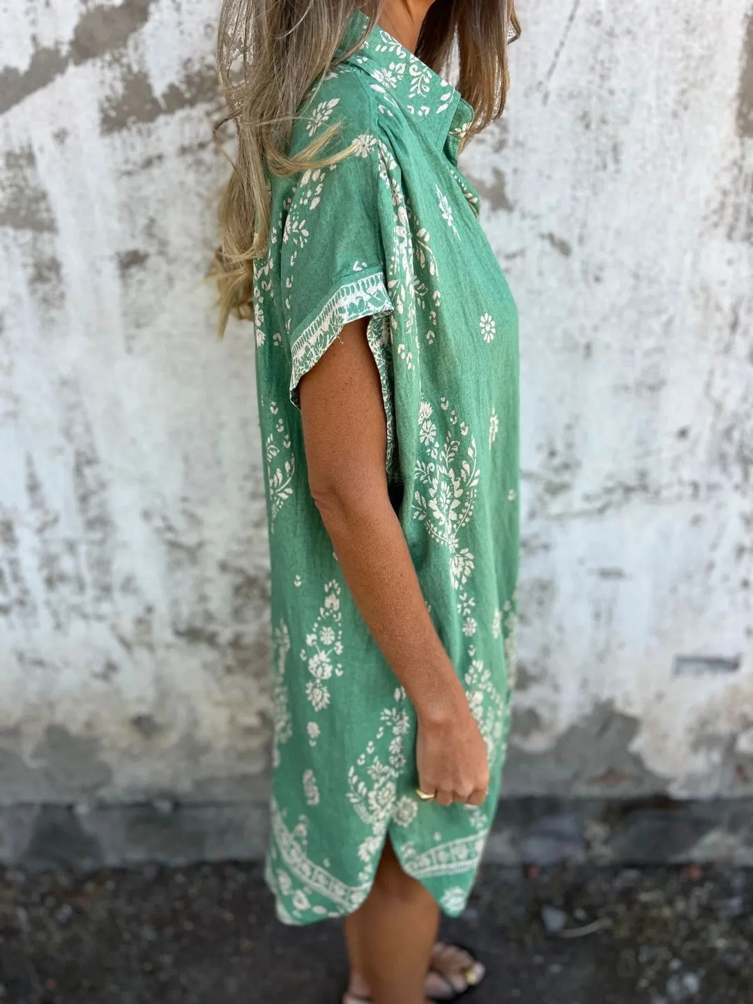 Emily | Mini Shirt Dress with Boho Print and V-Neck