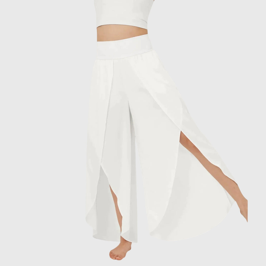 Sasha | Wide Leg Palazzo Trousers with Side Split and Elastic Waist