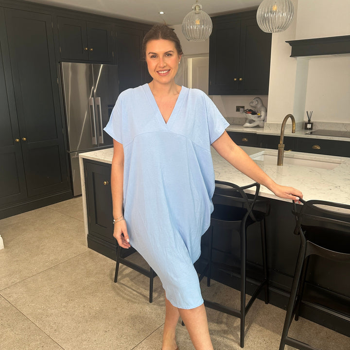 Olivia | Midi Summer Dress with V-Neck and Kimono Sleeve