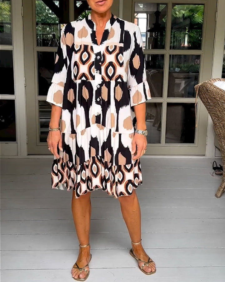 Camilla | Mini Summer Dress with Boho Print and V-Neck