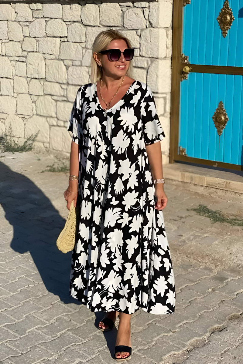 Grace | Maxi Summer Dress with Floral Print and Tiered Hem