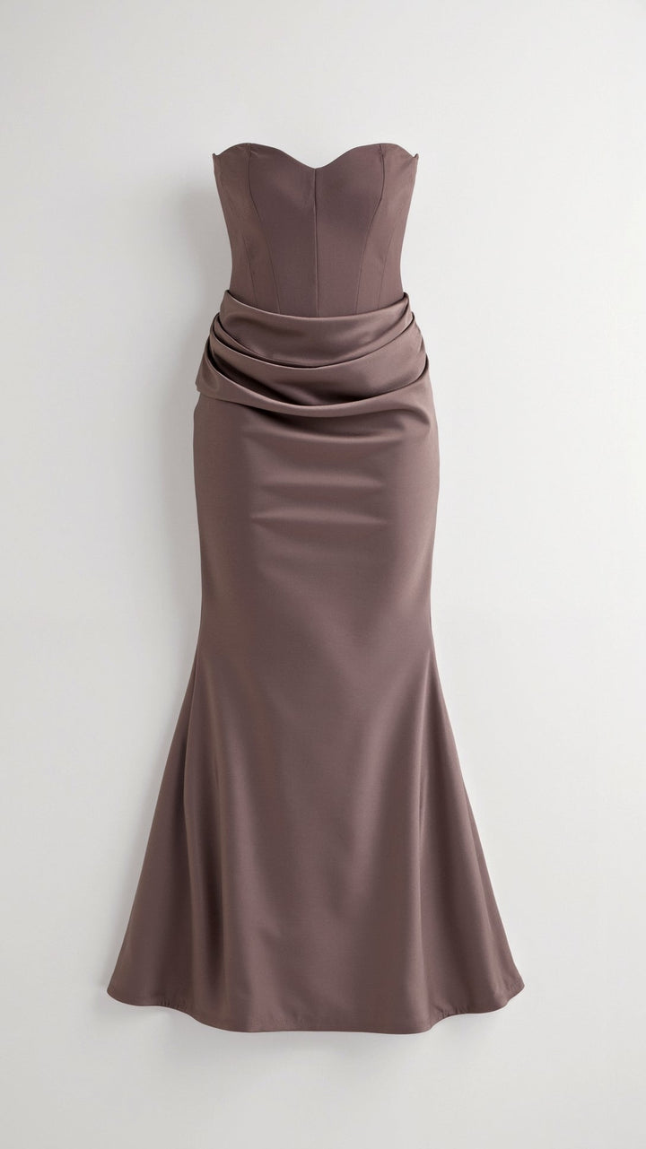 Alice | Maxi Wedding Guest Dress with Strapless Bodice and Mermaid Hem