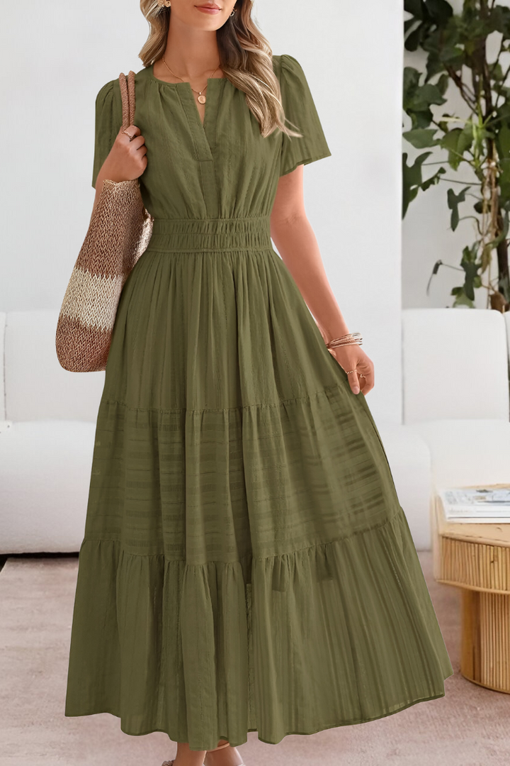 Esme | Boho Maxi Dress Smocked Short Sleeve