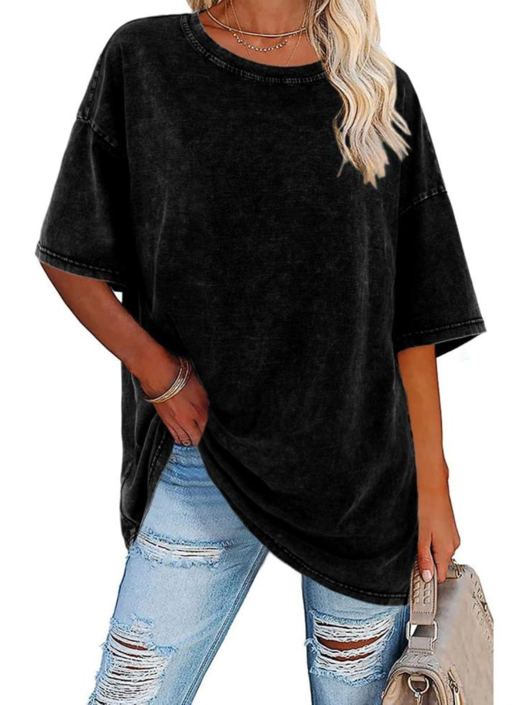 Remi | Oversized T-Shirt with Round Neckline and Short Sleeves