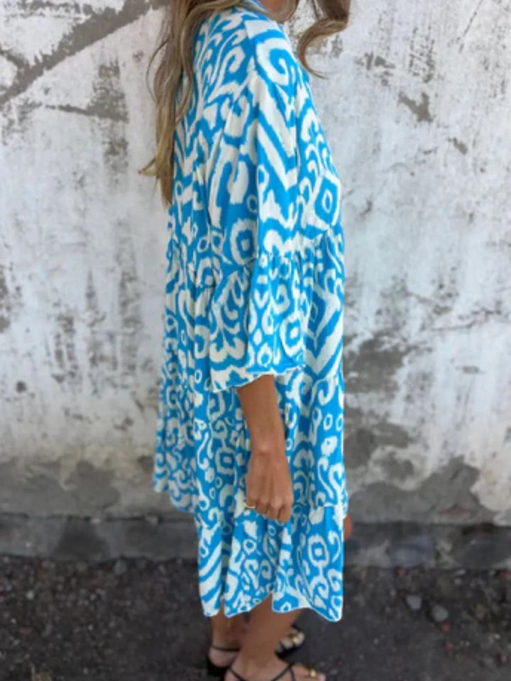 Bella | Mini Summer Dress with Boho Print and V-Neck