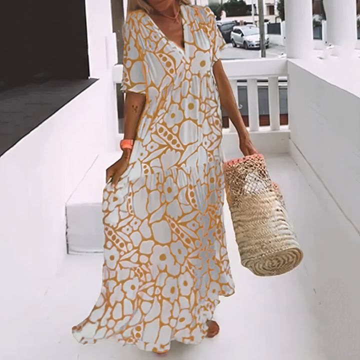 Jackie | Maxi Summer Dress with Boho Print and V-Neck