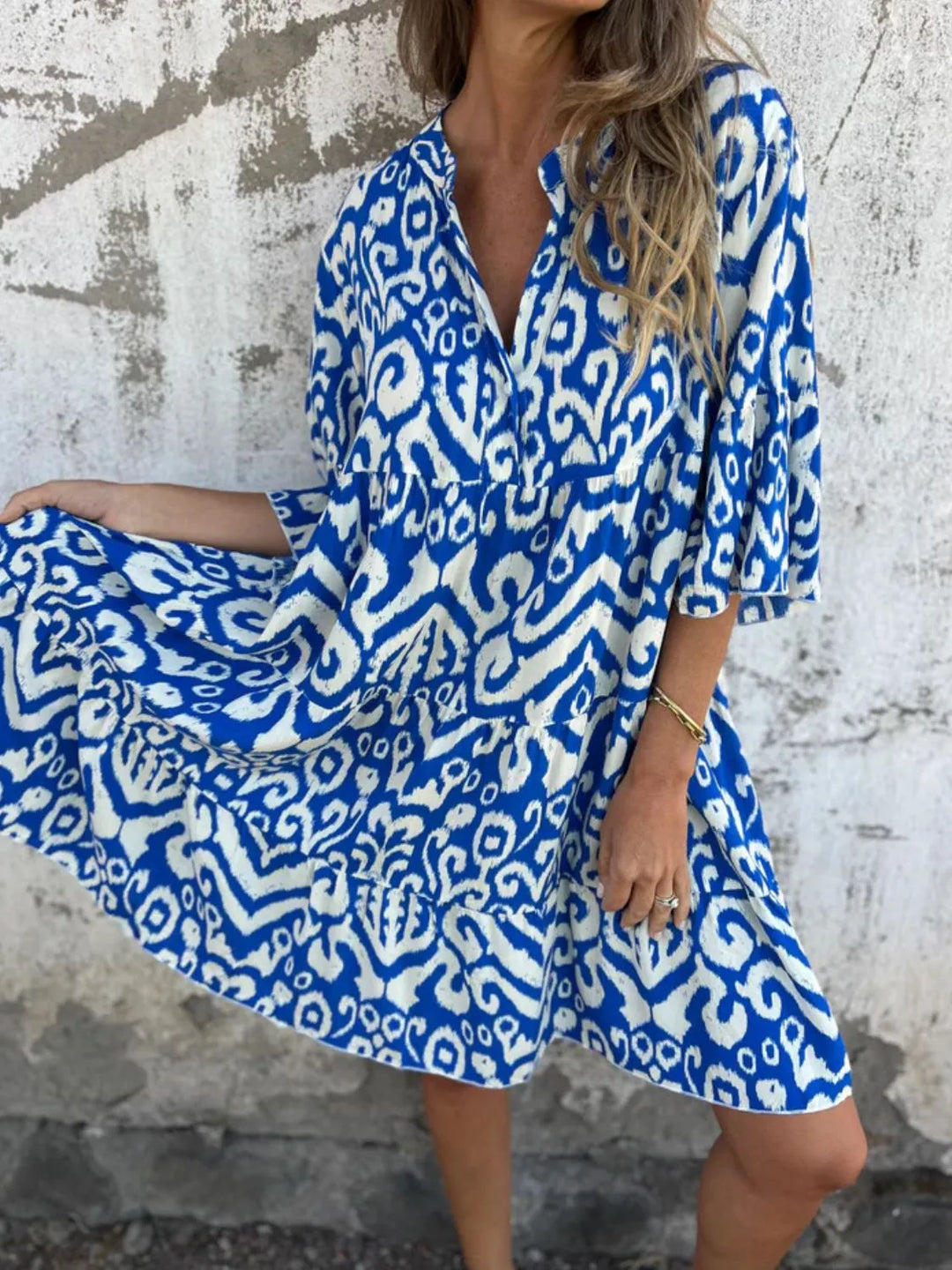 Bella | Mini Summer Dress with Boho Print and V-Neck