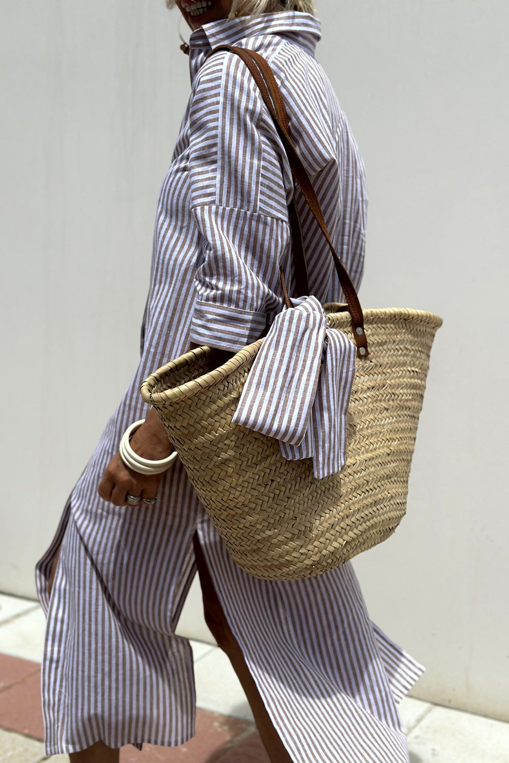 Faith | Midi Shirt Dress with Vertical Stripes