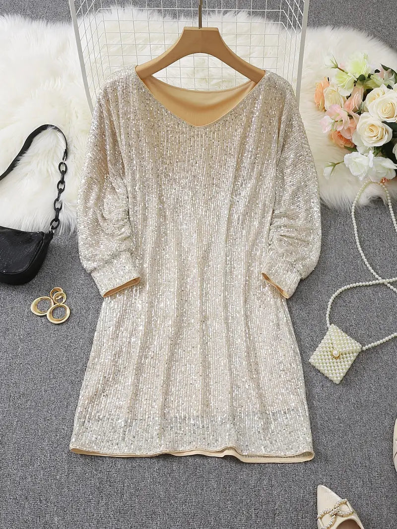 Aria | Mini Cocktail Dress with Sequins and One Shoulder