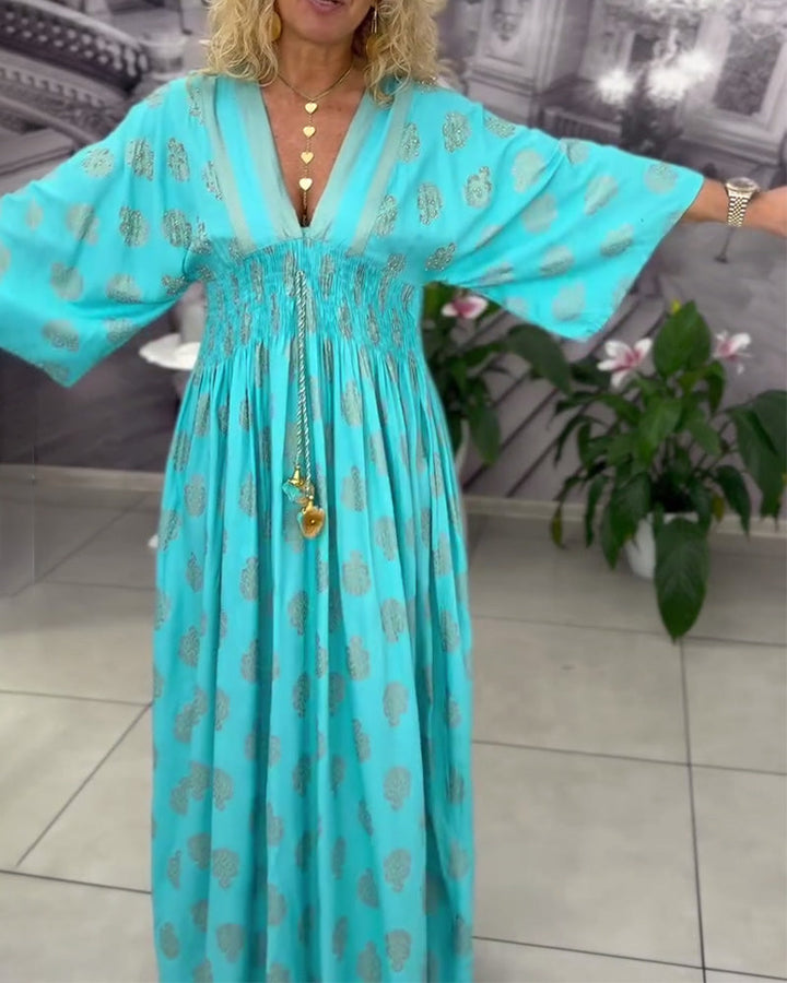 Daisy | Maxi Summer Dress with V-Neck and Smocked Waist