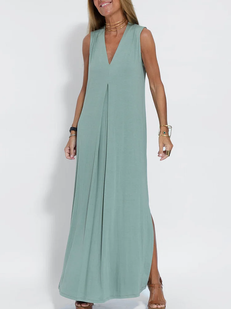 Mia | Maxi Summer Dress with V-Neck and Side Slit