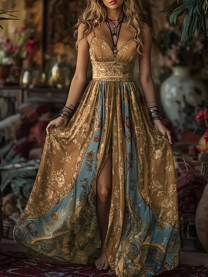 Nicole | Maxi Summer Dress with Boho Print and V-Neck