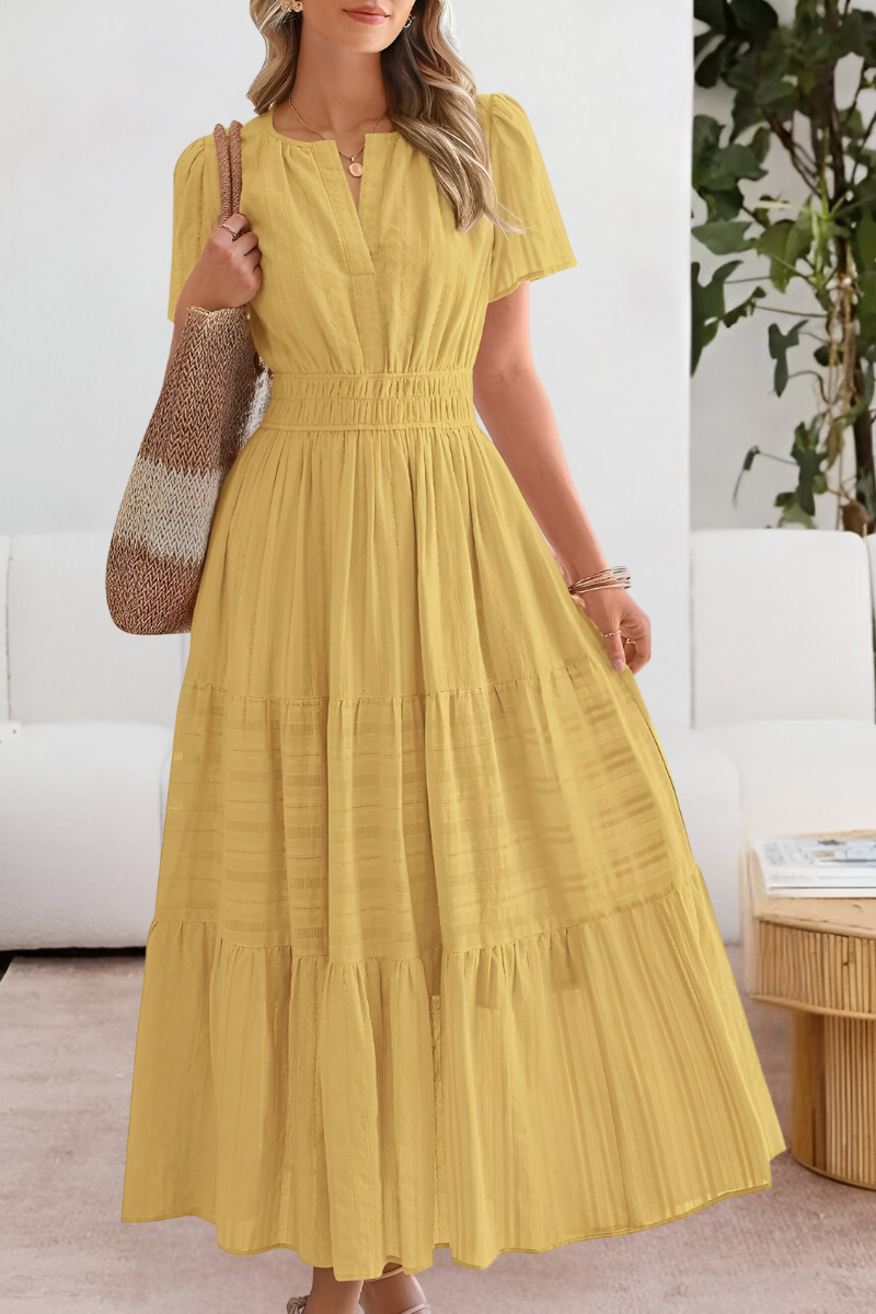 Esme | Boho Maxi Dress Smocked Short Sleeve