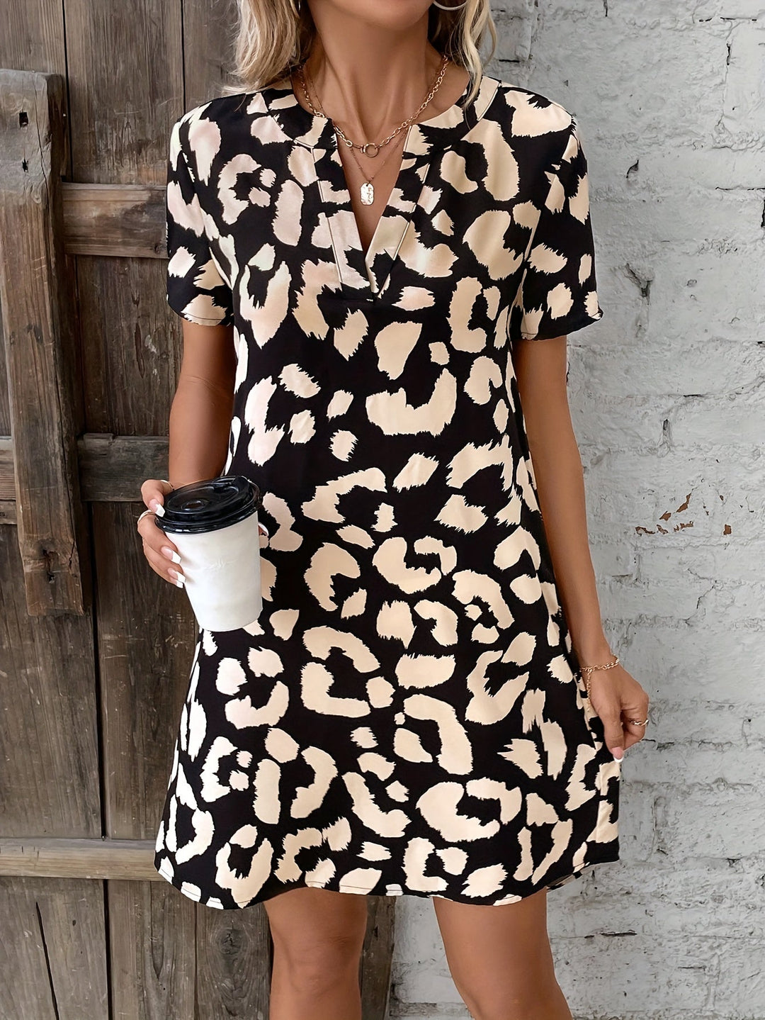 Nice | Mini Summer Dress with Leopard Print