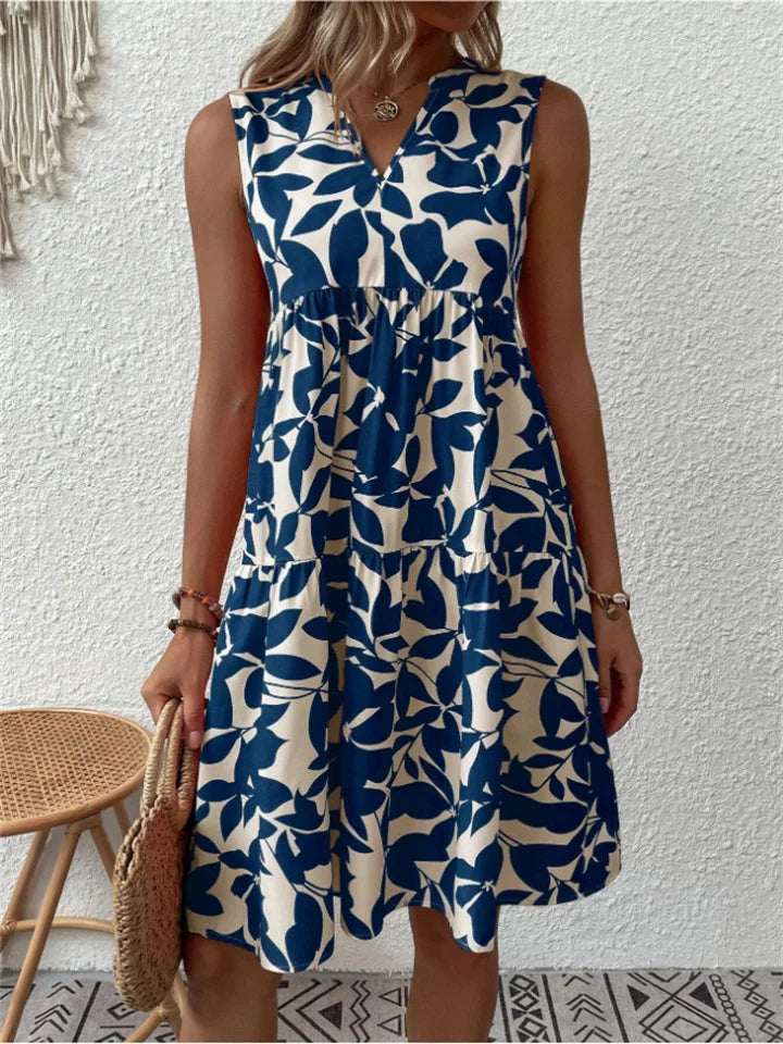 Sophia | Midi Summer Dress with Floral Print and V-Neck