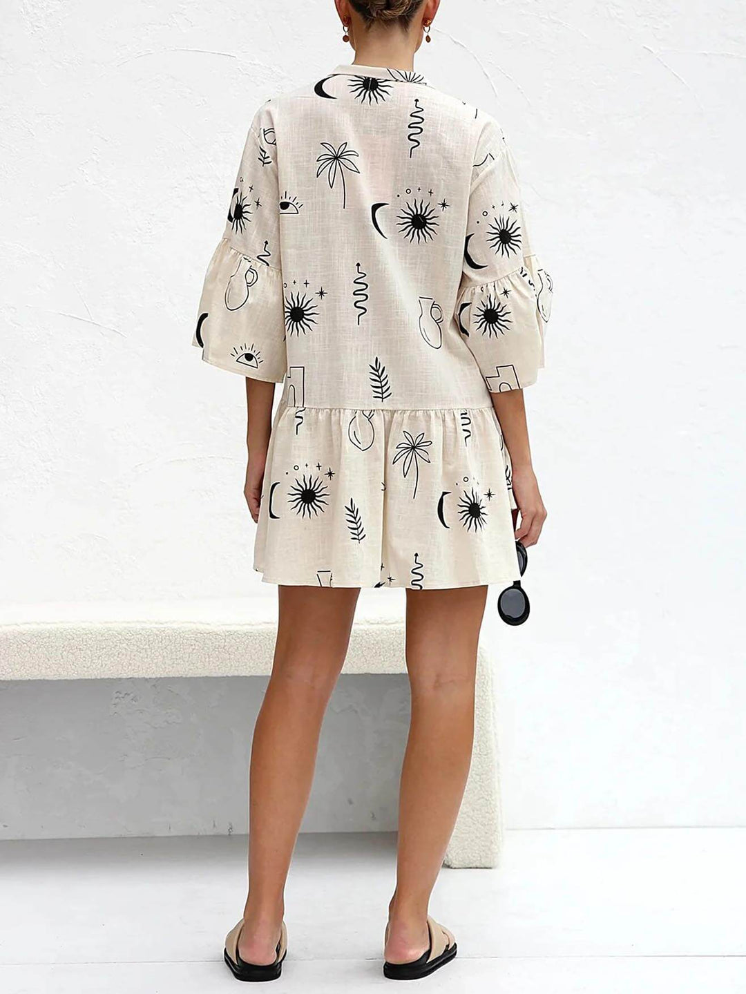 Eleanor | Mini Shirt Dress with Boho Print and V-Neck