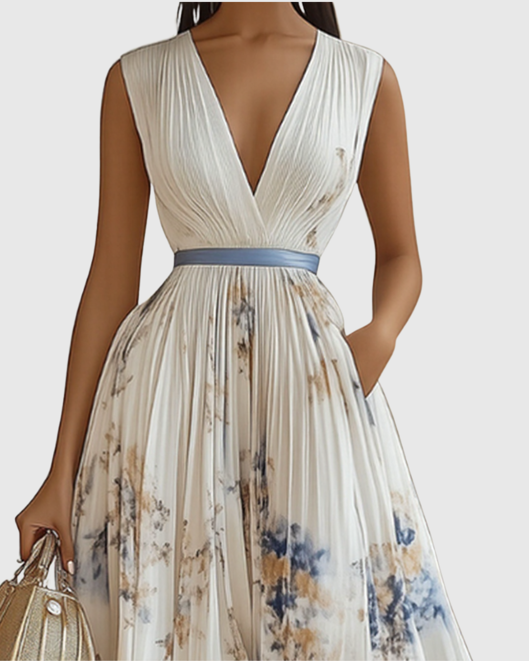 Ella | Maxi Wedding Guest Dress with Floral Print and Pleated Skirt