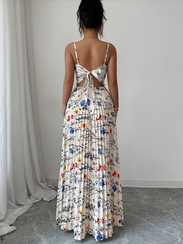 Iris | Maxi Wedding Guest Dress with Floral Print and Square Neck