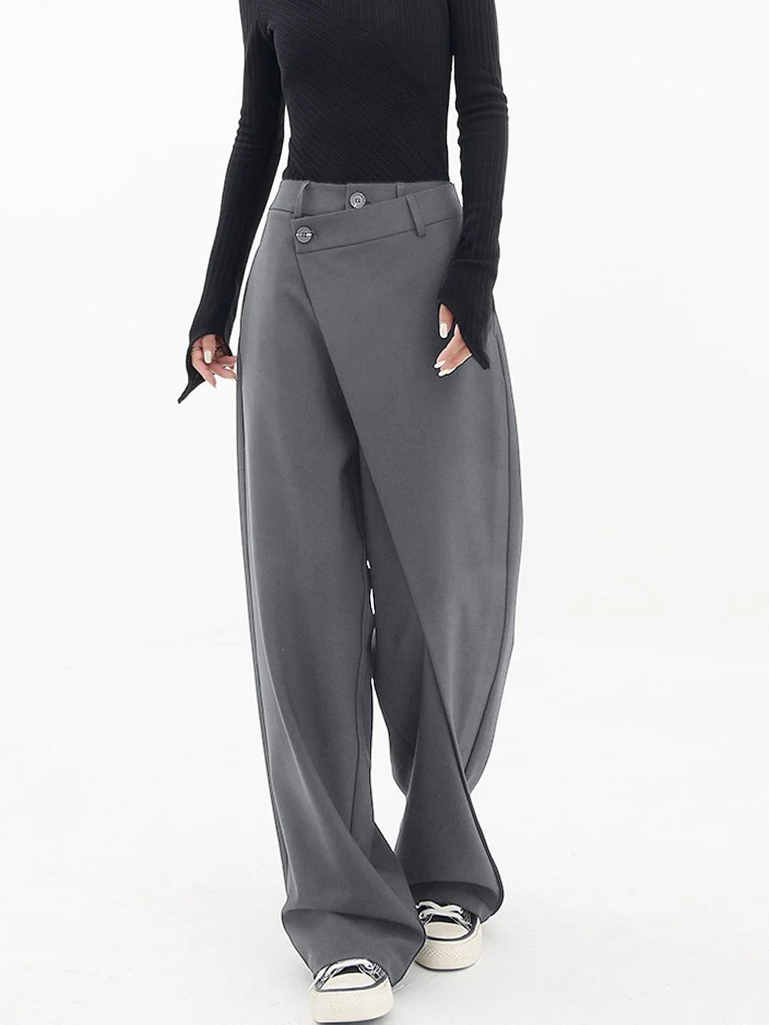 Iris | Wide Leg Trousers with High Waist and Wrap Front