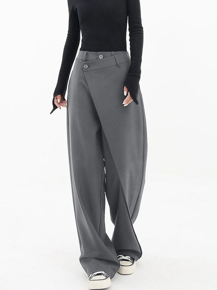 Iris | Wide Leg Trousers with High Waist and Wrap Front