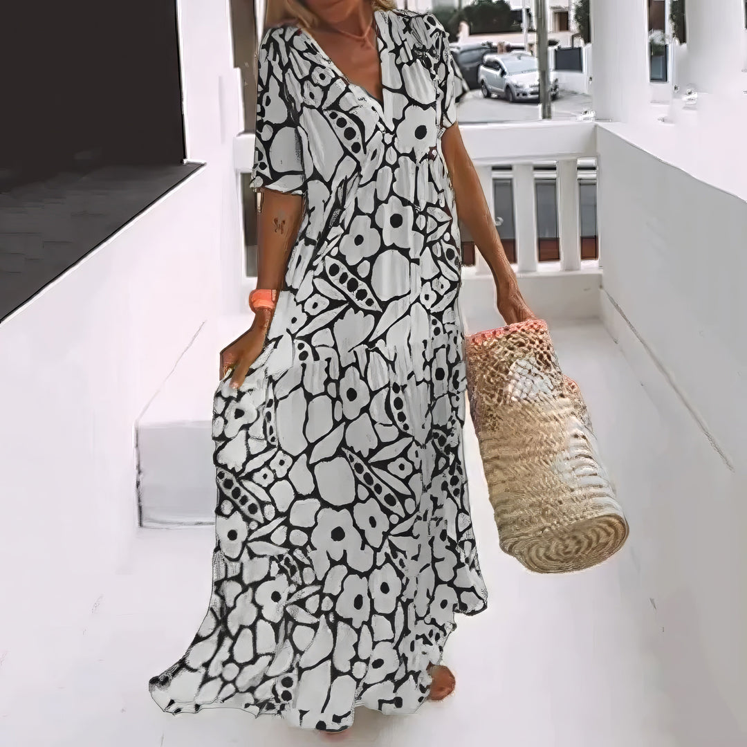 Jackie | Maxi Summer Dress with Boho Print and V-Neck