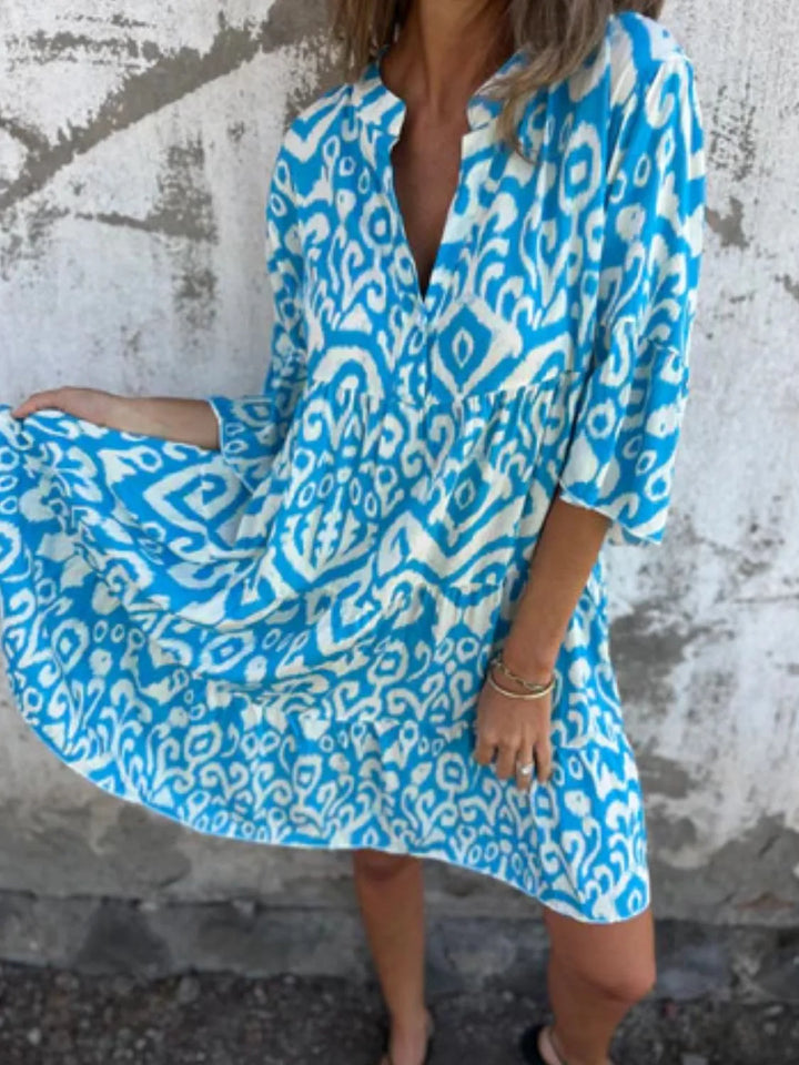 Bella | Mini Summer Dress with Boho Print and V-Neck