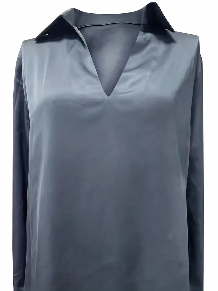Sylv | Blouse with Deep V-Neck and Long Sleeves