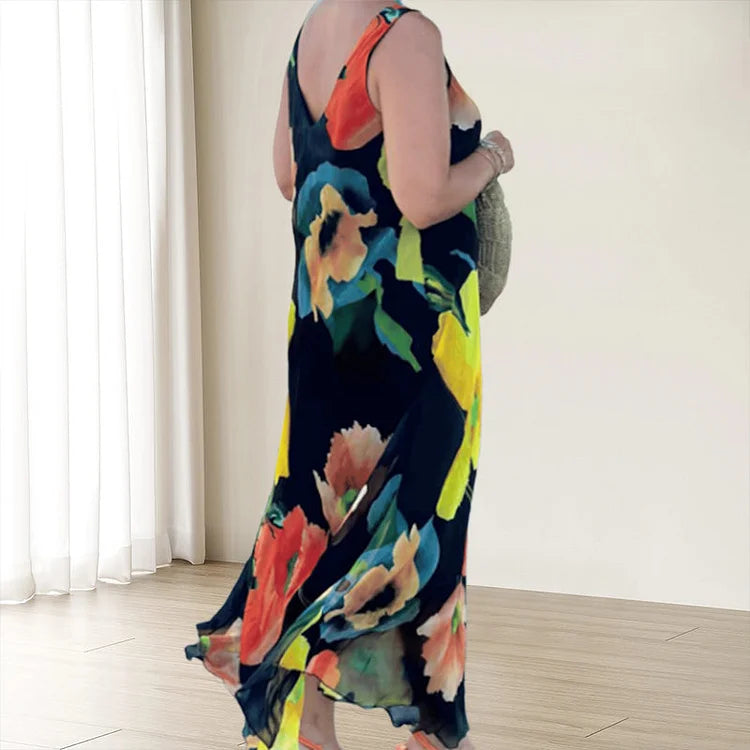 Clara | Maxi Summer Dress with Floral Print and Spaghetti Straps