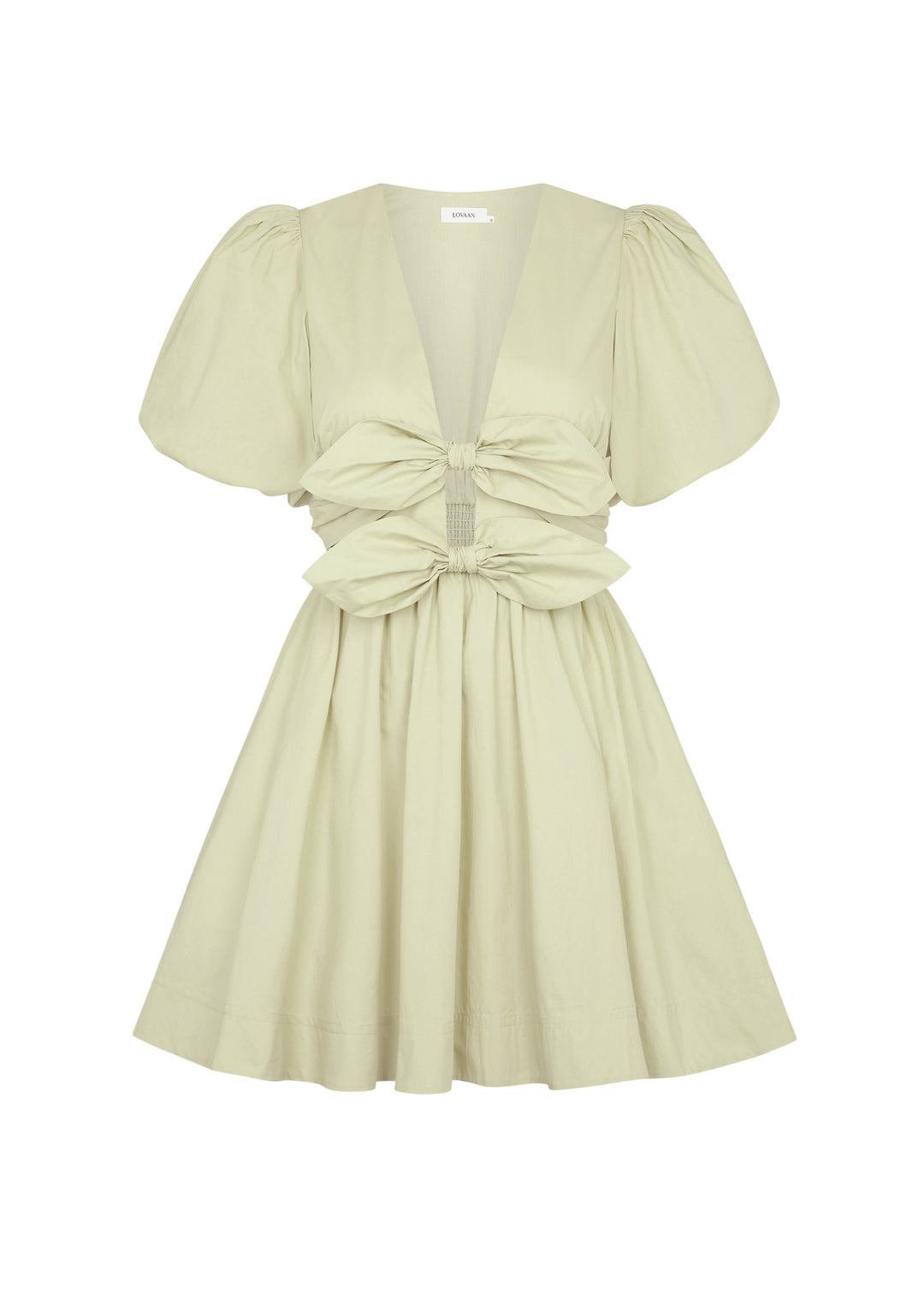 Amber | Mini Summer Dress with Deep V-Neck and Puff Sleeves