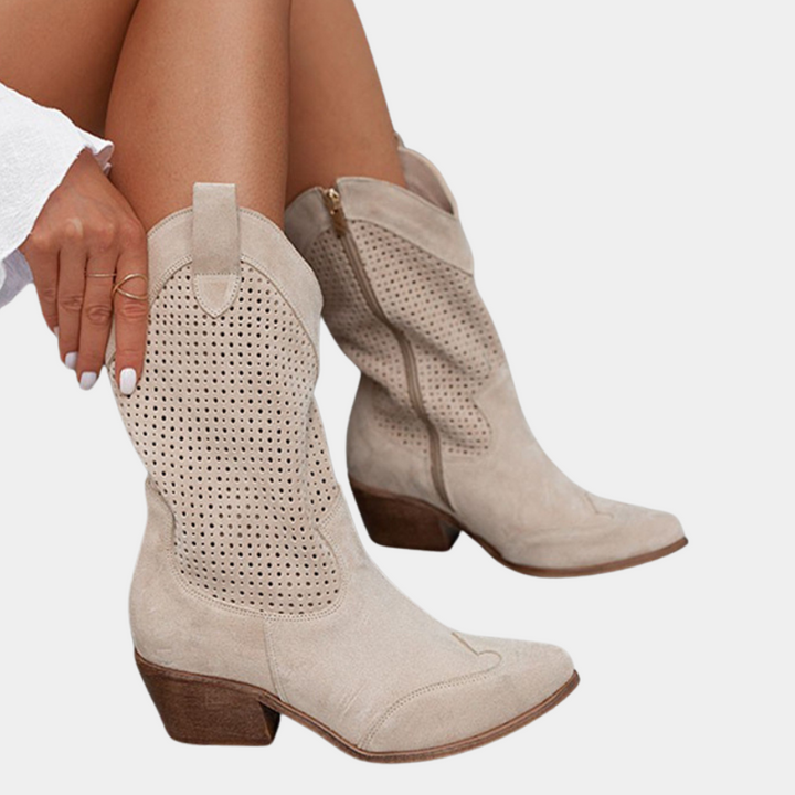 Natalie | Orthopedic Cowboy Boots with Perforated Detail
