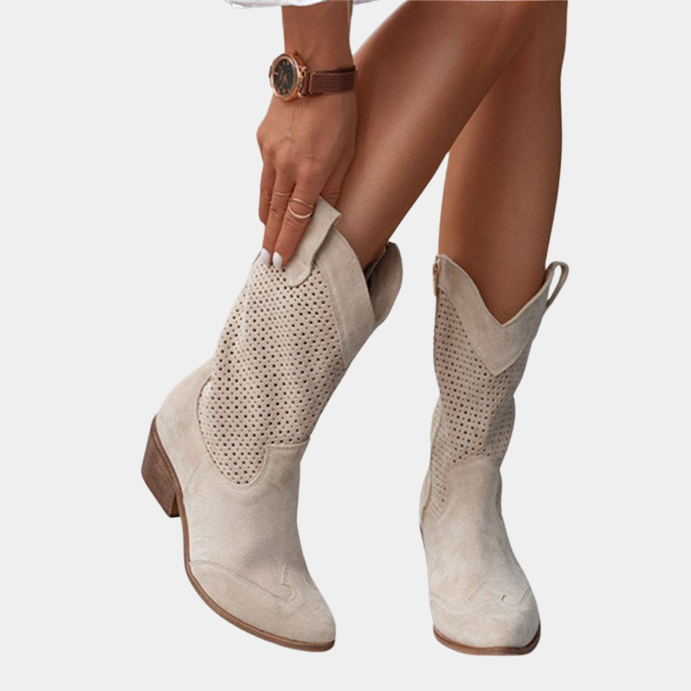 Natalie | Orthopedic Cowboy Boots with Perforated Detail