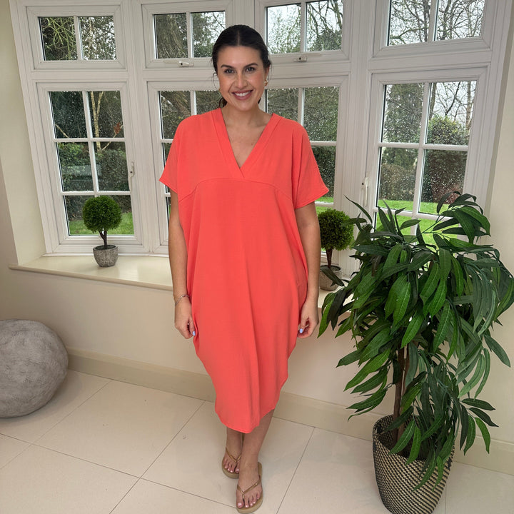 Olivia | Midi Summer Dress with V-Neck and Kimono Sleeve