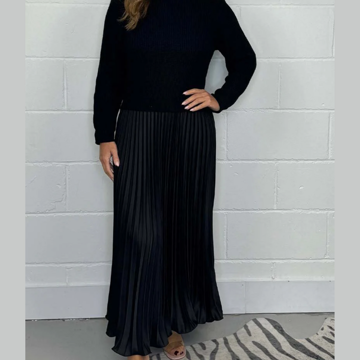 Helen | Maxi Pleated Skirt with Sweater Set