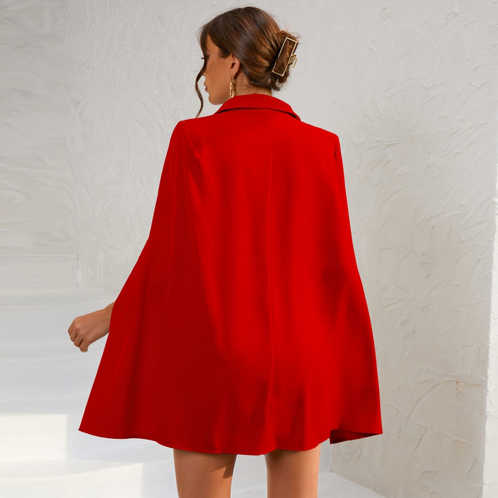 Eleanor | Mini Cocktail Dress with Cape Sleeves and Belted Waist