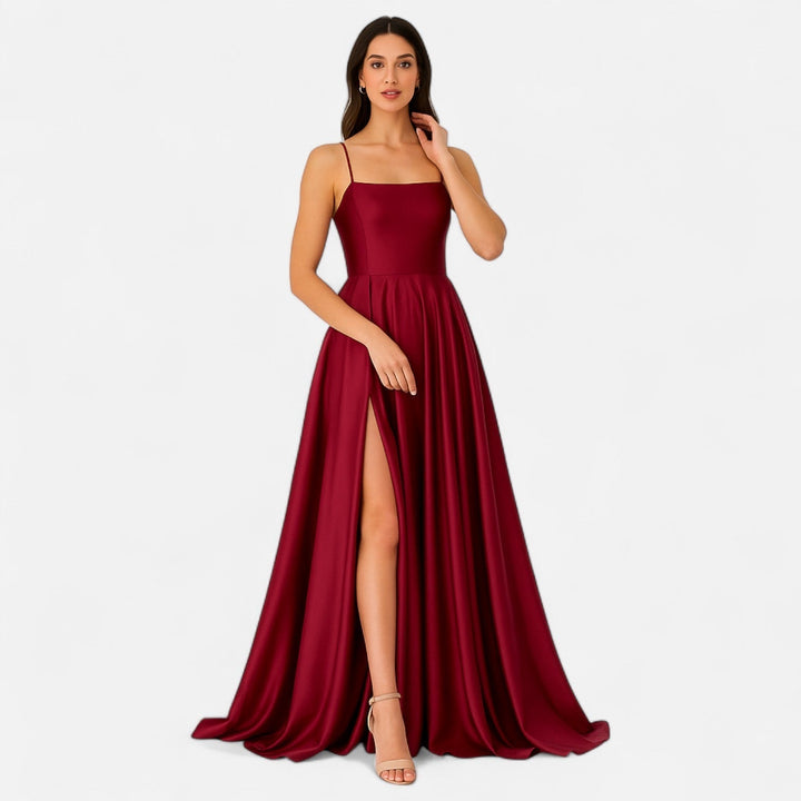 Gabrielle | Maxi Wedding Guest Dress with Thin Straps and Side Slit
