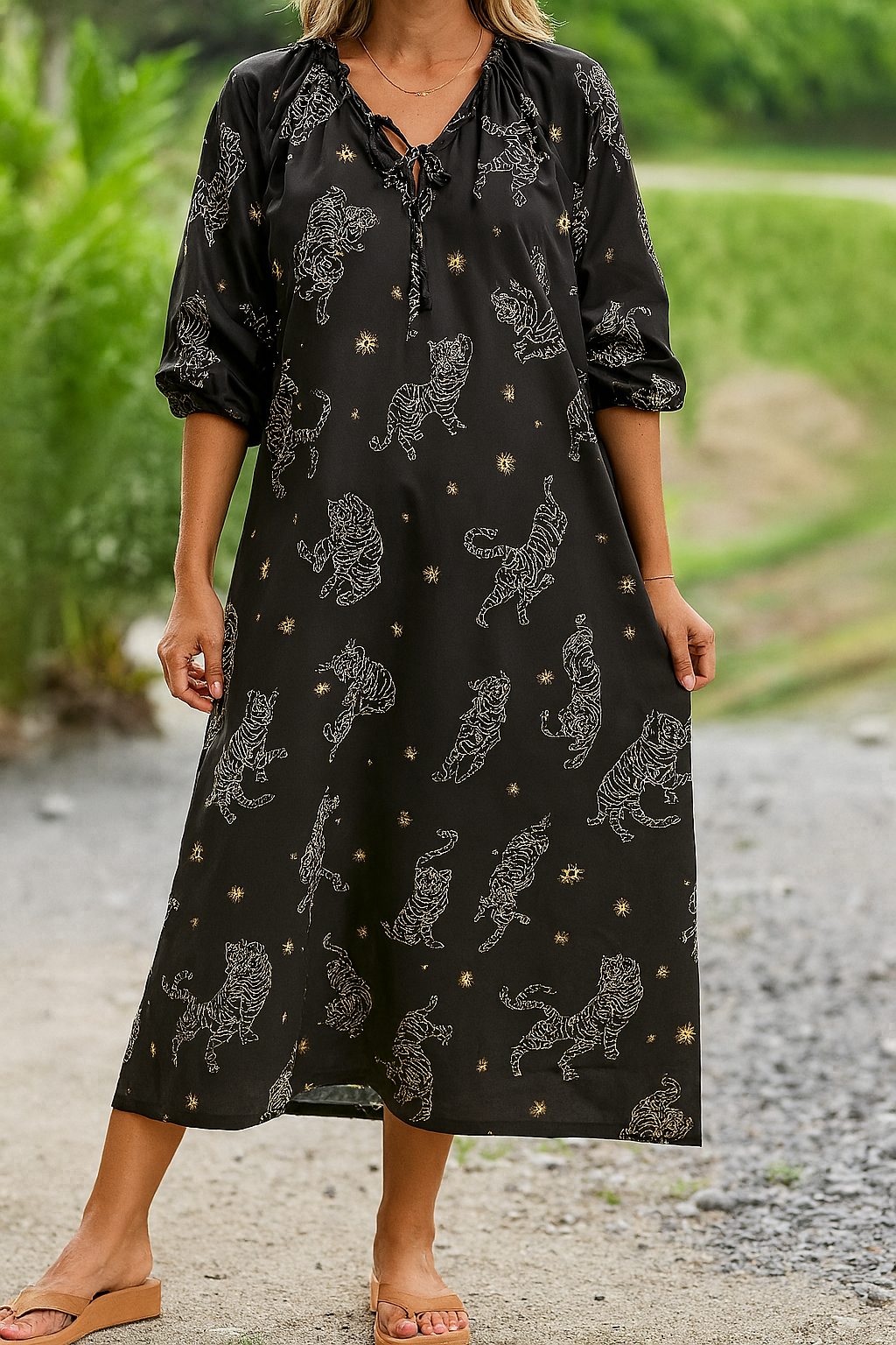 Selene | Mini Summer Dress with Boho Print and V-Neck
