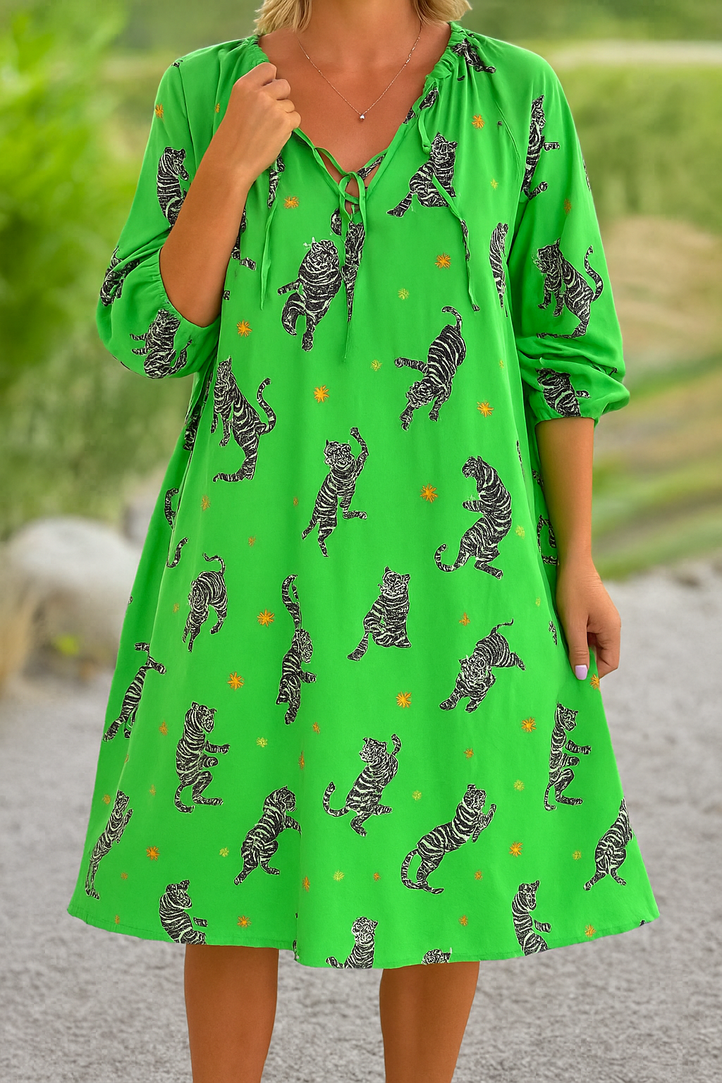 Selene | Mini Summer Dress with Boho Print and V-Neck