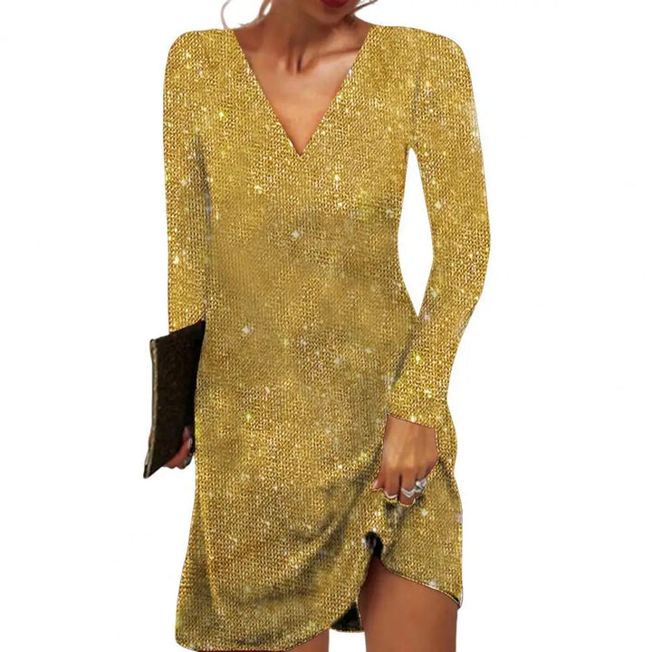Eleanor | Mini Cocktail Dress with Sequins and V-Neck
