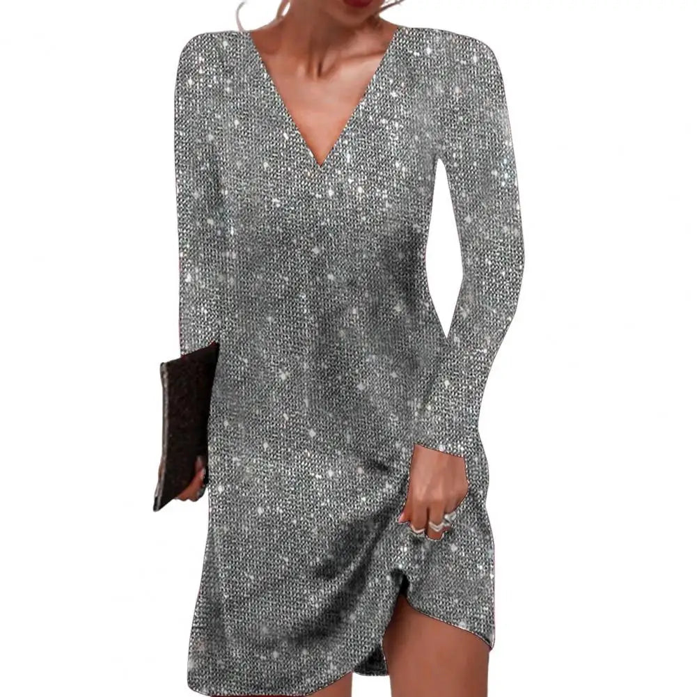 Eleanor | Mini Cocktail Dress with Sequins and V-Neck