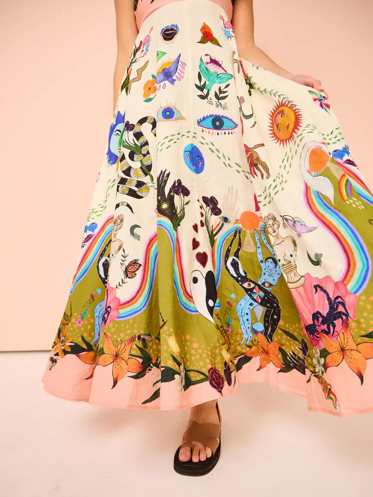 Aurelia | Maxi Summer Dress with Boho Print and Square Neck