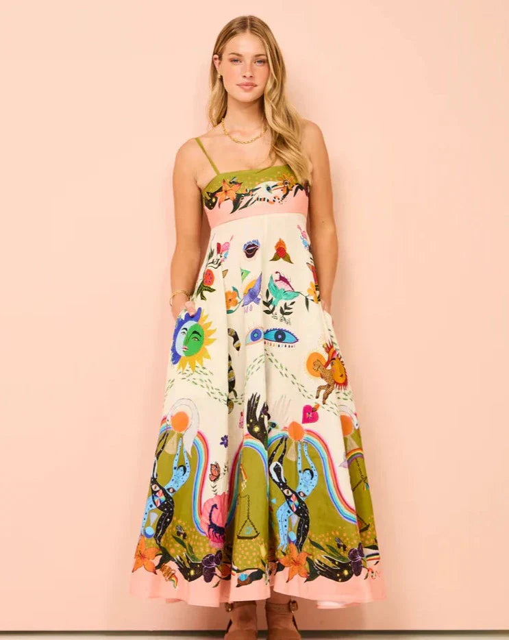 Aubrey | Boho Maxi Dress Spaghetti Strap