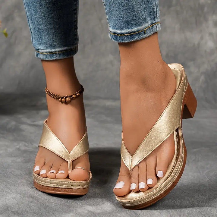 Abigail | Orthopedic Block Heel Sandal with Thong Strap